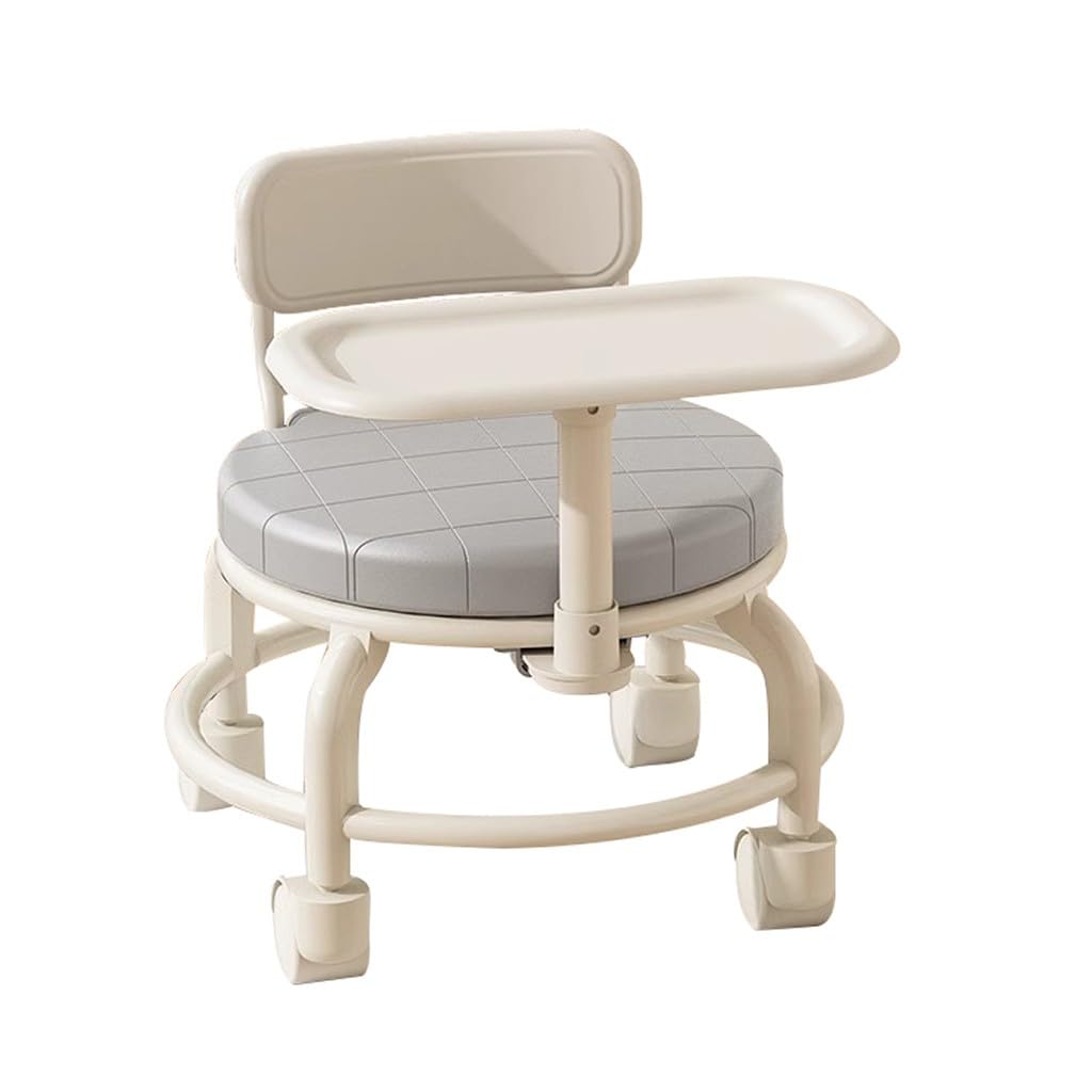 Kids Dining Chair with Wheels - Adjustable Height 20cm Floor Standing Armchair for Boys & Girls in Green, Gray & Pink - Perfect for Kitchen, Playroom & Outdoor Use