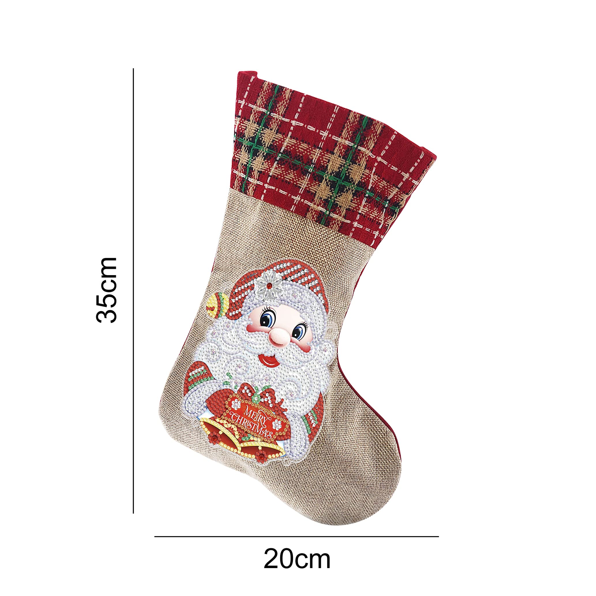 5D Diamond Painting Christmas Stockings Kit - 14 Inch DIY Santa Claus & Bell Xmas Stocking for Fireplace Decor, Holiday Party, Family Gift - Perfect for Christmas Tree, Home Decoration & Festive Season Celebrations