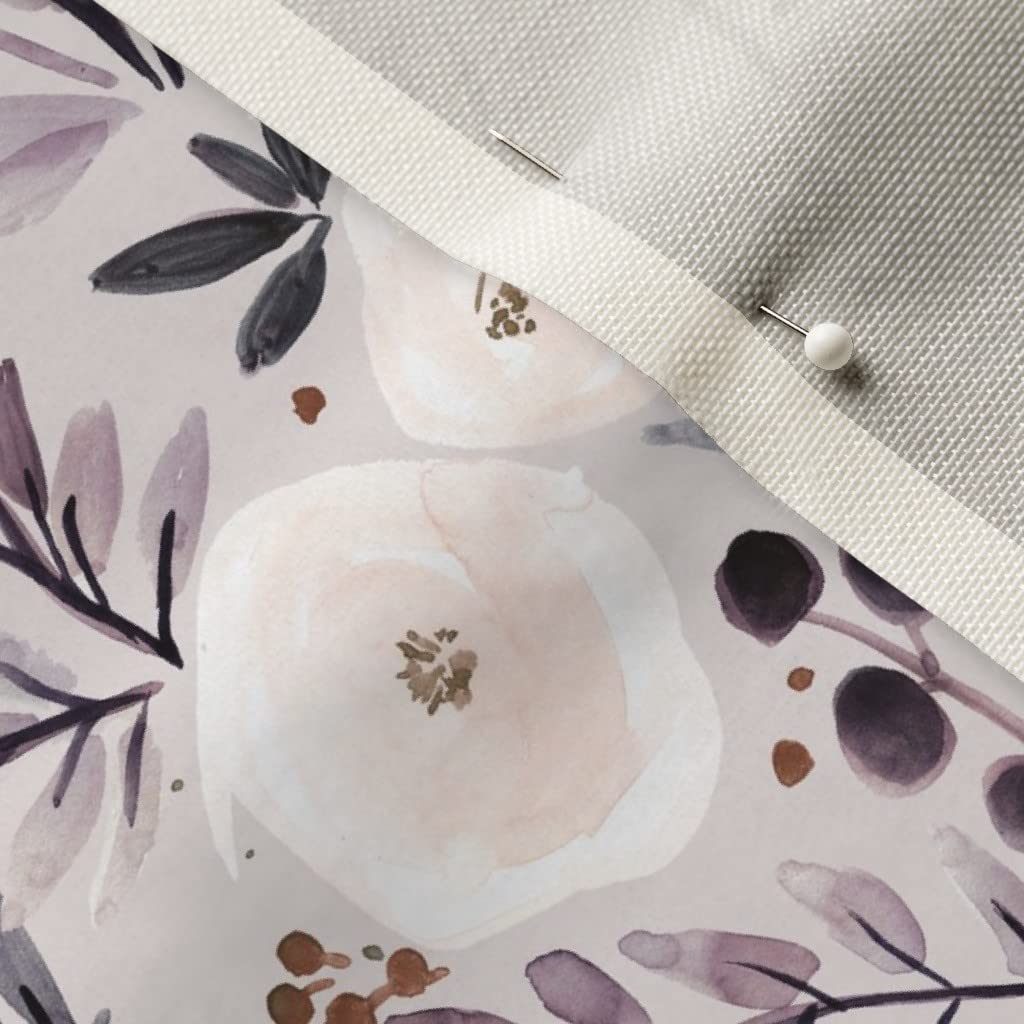 Floral Printed Velvet Upholstery Fabric - Brown Purple Rose Garden Autumn Fall Lilac Lavender Design for Home Decor, Apparel & DIY Projects | Fat Quarter Spoonflower Fabric for Curtains, Pillows, Dresses & Crafting