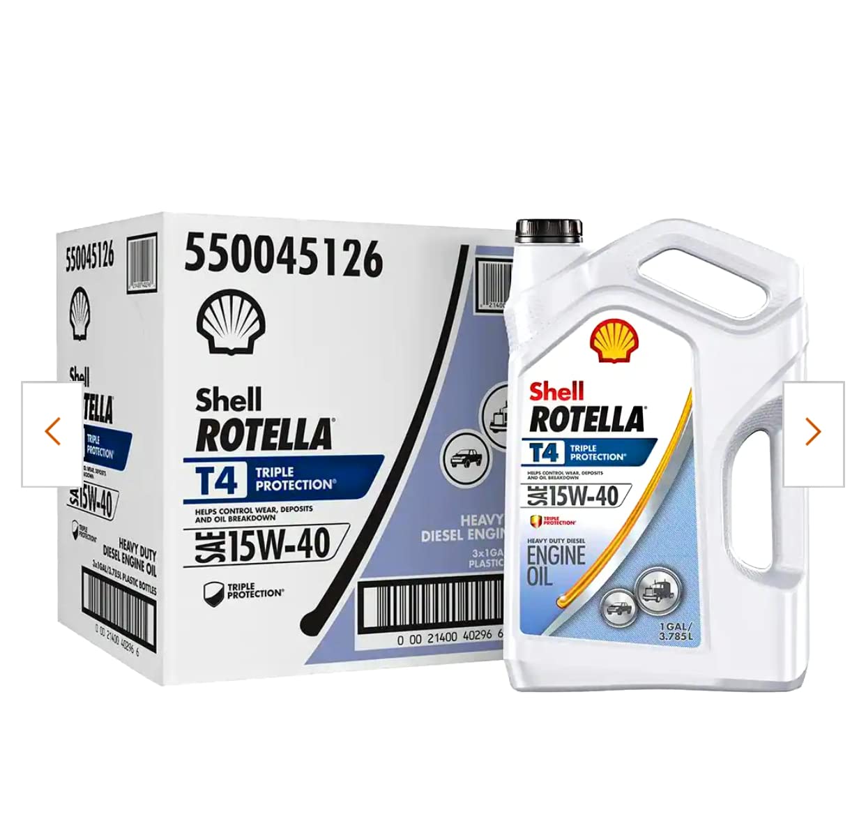 Shell Rotella T6 Triple Protection 15W-40 Full Synthetic Diesel Engine Oil - 1 Gallon (Pack of 3) | Heavy Duty Truck, SUV & Pickup Performance | Extreme Temperature Protection for Towing & Off-Road Use
