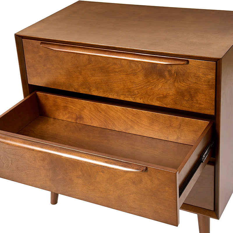 Rebecca 3-Drawer Mid-Century Modern Nightstand - Solid Wood Bedside Table with Storage for Bedroom, Living Room & Office - Perfect for Small Spaces & Home Decor
