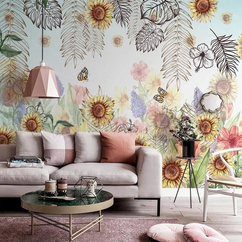 Stylish Botanical Leaf Wallpaper for Living Room & Bedroom Decor - Perfect for Home Interior Design & Accent Walls