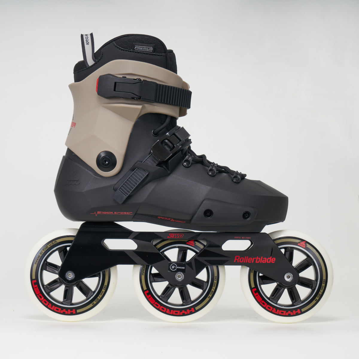 Rollerblade Twister Edge 110 3WD Inline Skates for Adults - High Performance Urban Skates with 3-Wheel Design - Black/Sand Color - Perfect for Fitness, Commuting & Outdoor Adventures