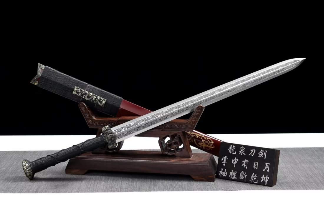 Hand Forged Chibi Han Jian Sword - High Carbon Steel Blade with Alloy Guard - Heat Tempered Chinese Short Sword for Martial Arts Training, Cosplay & Collectors