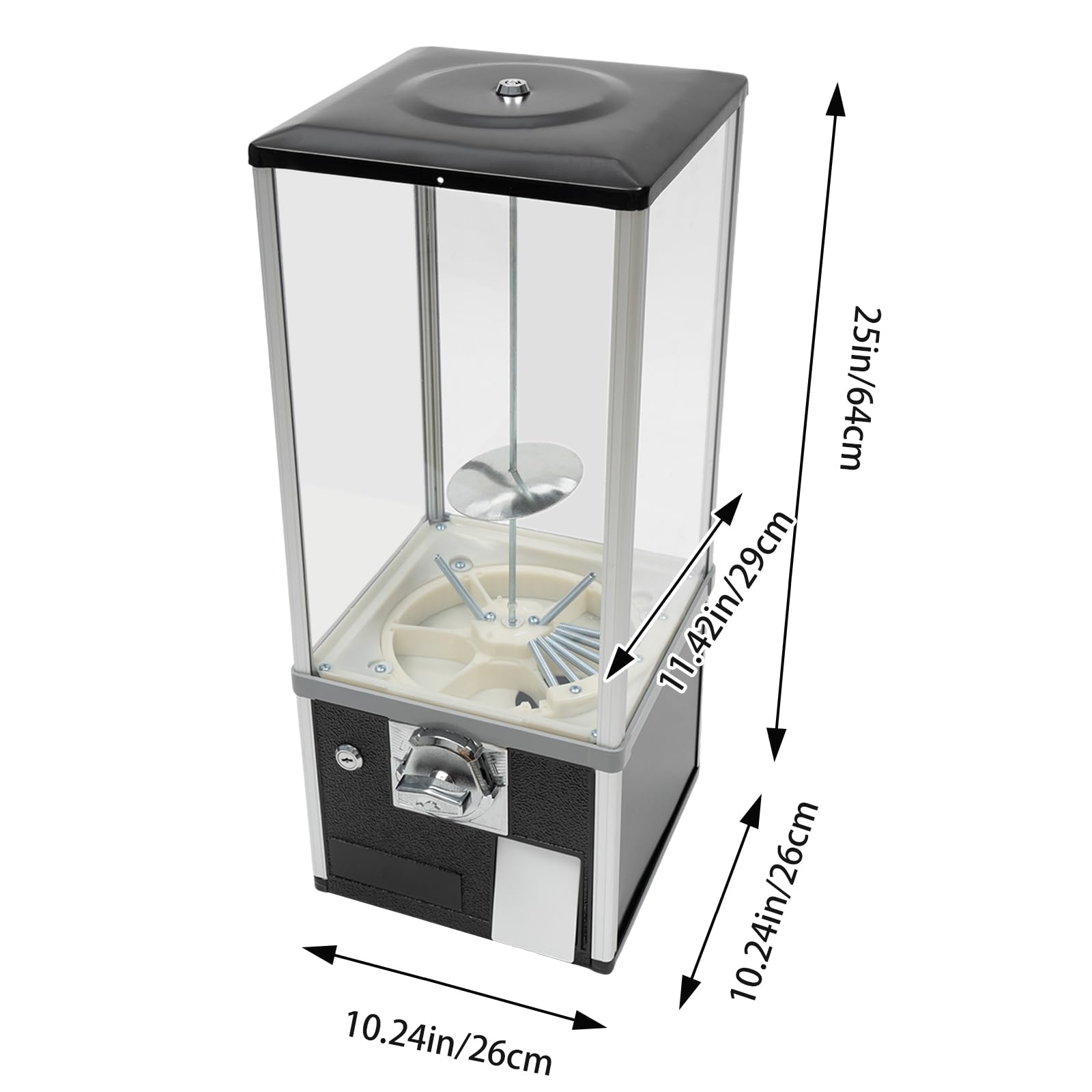 Commercial Toy & Candy Capsule Vending Machine - Dual Coin Operated Gumball Prize Dispenser for Arcade, Gaming Store & Retail (Black) - Perfect for Kids' Parties, Shopping Malls & Entertainment Centers