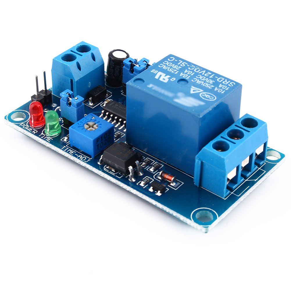 12V DC Delay Relay Timer Switch Module - Adjustable On/Off Delay Circuit with Anti-Power Reversal Diode (2.16x1.18 inch) for Automotive, Home Automation, and DIY Electronics Projects