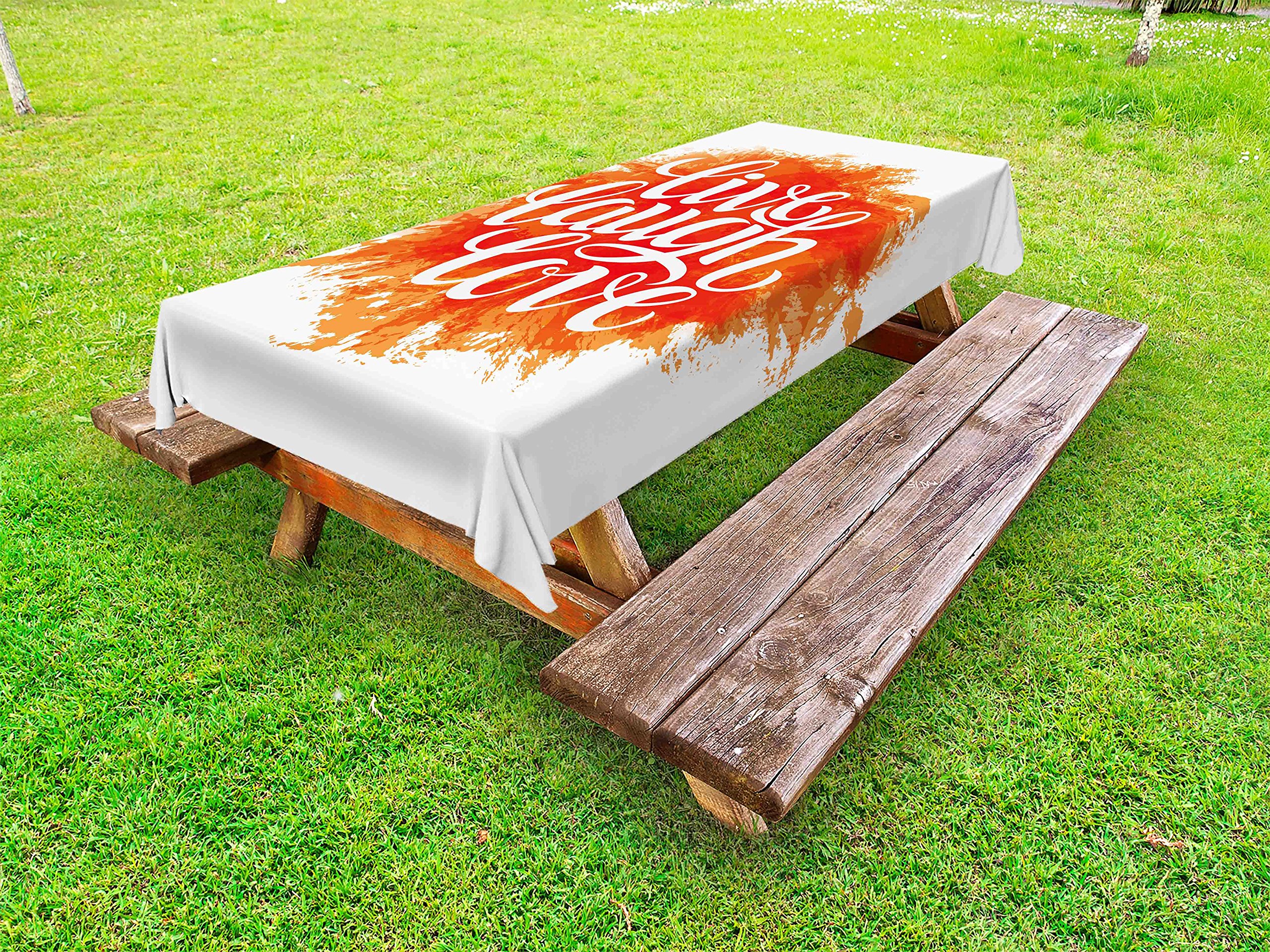 Ambesonne Live Laugh Love Motivational Tablecloth - 58