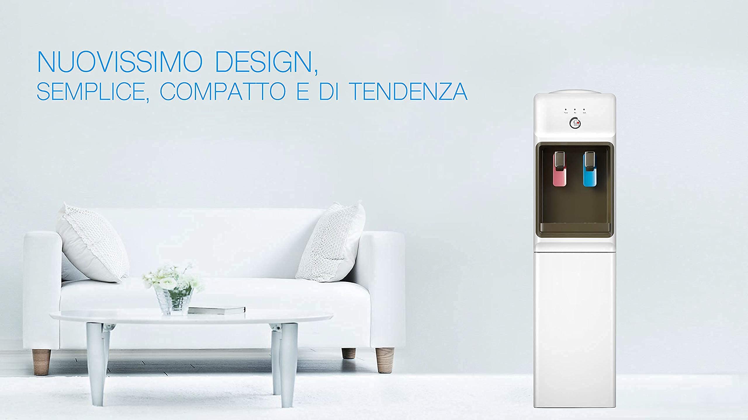 Cold and Hot Water Dispenser with Mini Beverage Fridge - Slim 2 Design for Home, Office, or Commercial Use - Perfect for Coffee Shops, Restaurants, and Events