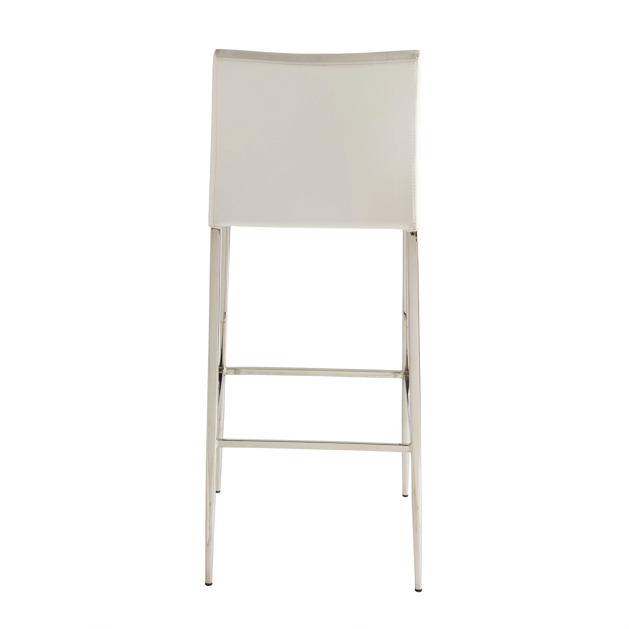 Euro Style Diana White Bar Stool with Polished Stainless Steel - Modern Kitchen & Bar Counter Height Stool for Dining, Entertaining & Home Decor