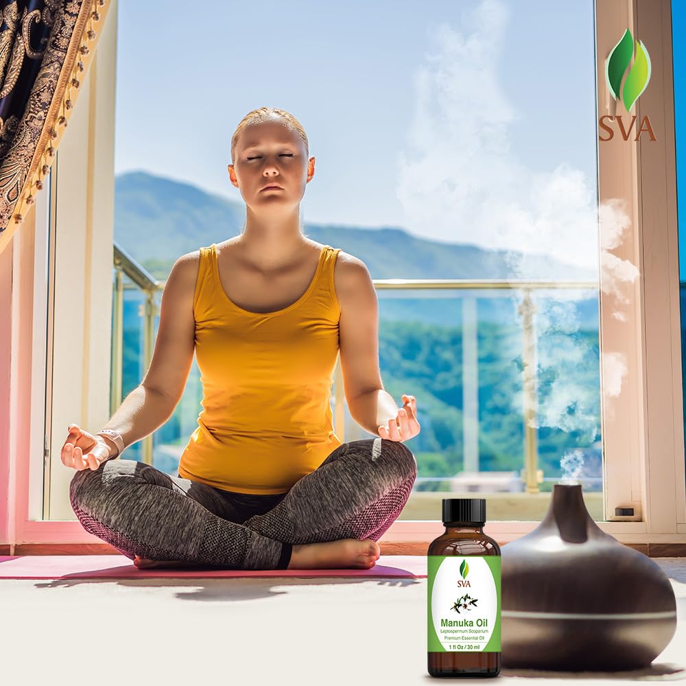 **SVA 100% Pure Manuka Essential Oil - 1 Fl Oz Natural Therapeutic Grade for Diffusers, Aromatherapy, Skin & Hair Care - Perfect for Massage, Soap Making, Candles & DIY Beauty Recipes**    *(Use for Relaxation, Stress Relief, Skincare Routine, Homemade Spa Treatments & Natural Home Fragrance)*
