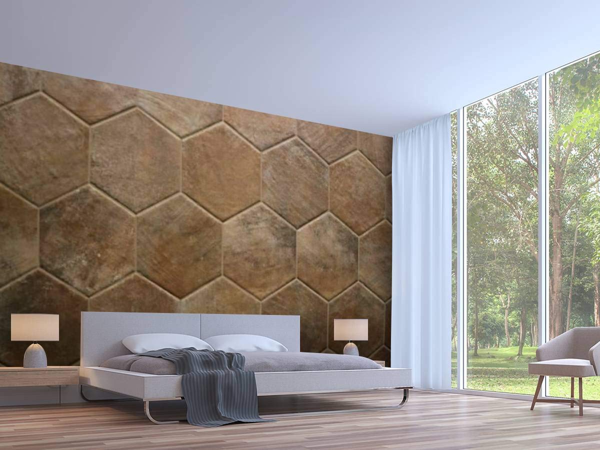 Hexagon Terracotta Rustic 3D Wallpaper - Self-Adhesive Peel & Stick Wall Mural for Bedroom, Living Room, Dorm Decor - Waterproof Textured Backsplash for Kitchen, Bathroom, Wardrobe & Ceiling