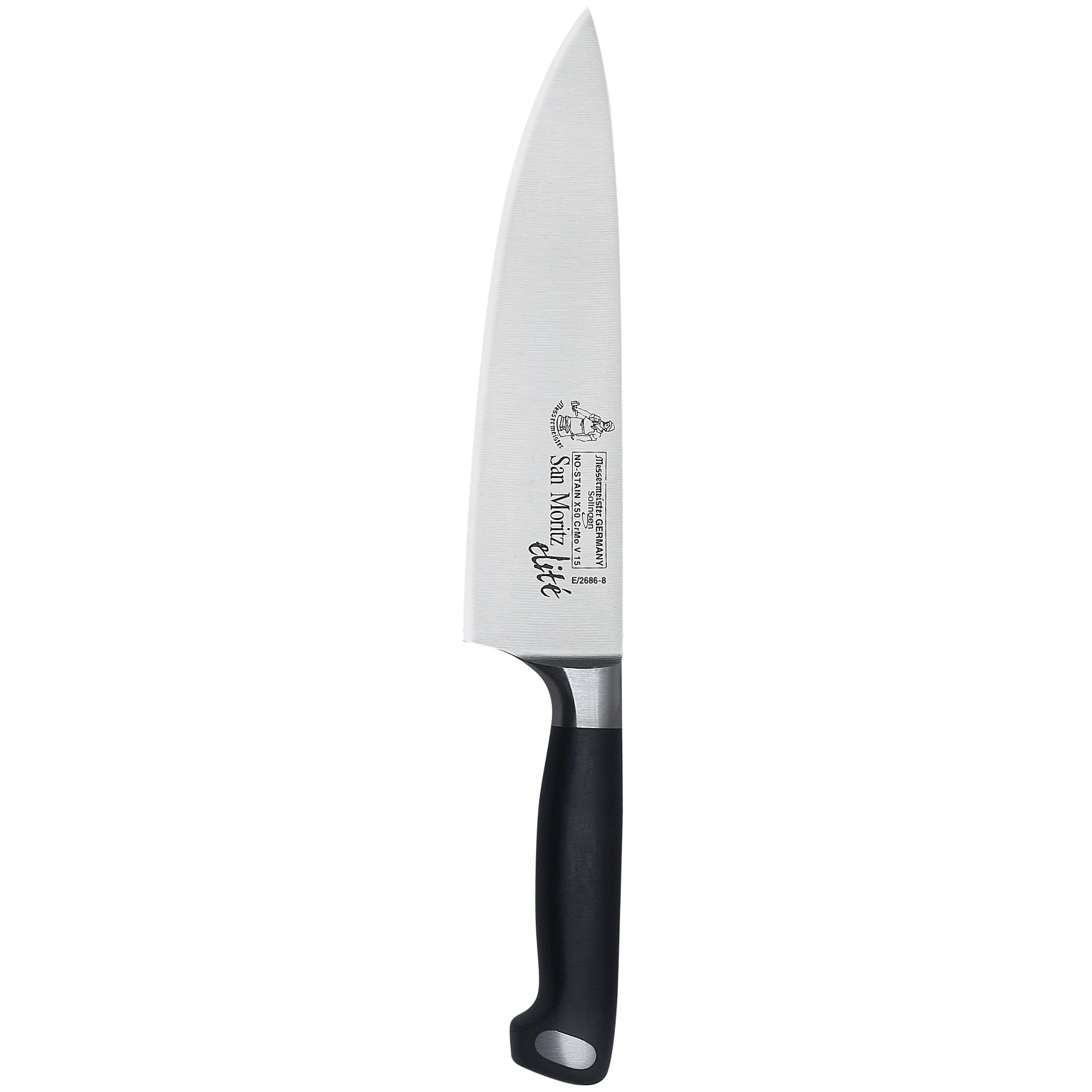 Messermeister San Moritz Elite 8-Inch Chef's Knife - Professional German Stainless Steel Kitchen Knife for Precision Cutting, Slicing & Chopping - Ideal for Home Cooks & Professional Chefs