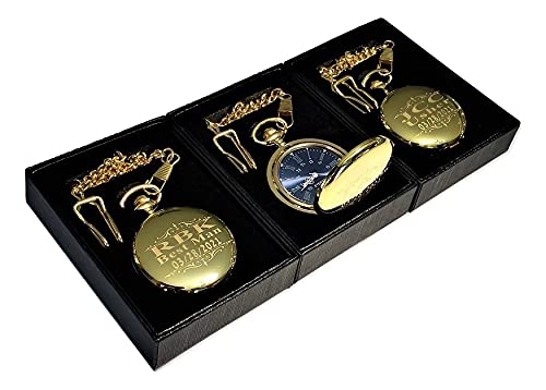 Personalized Engraved Pocket Watches for Men - Vintage Wedding Groomsmen Gifts with Stainless Steel Chain & Gift Box (Rose Gold) - Perfect for Best Man, Father's Day & Anniversary Presents