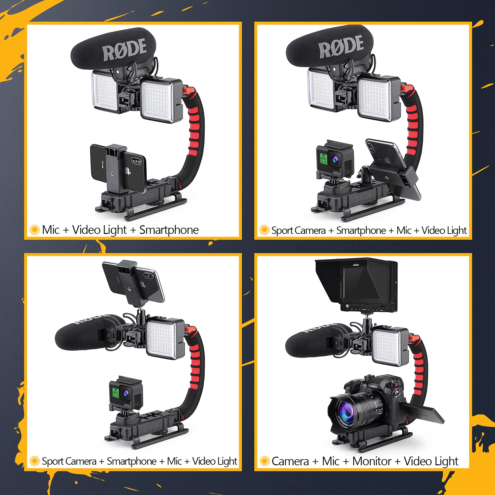 Zeadio Universal Smartphone Camera Stabilizer - Handheld Video Grip for iPhone, Android, DSLR, Action Cam & Camcorder | Perfect for Vlogging, Live Streaming & Smooth Video Recording