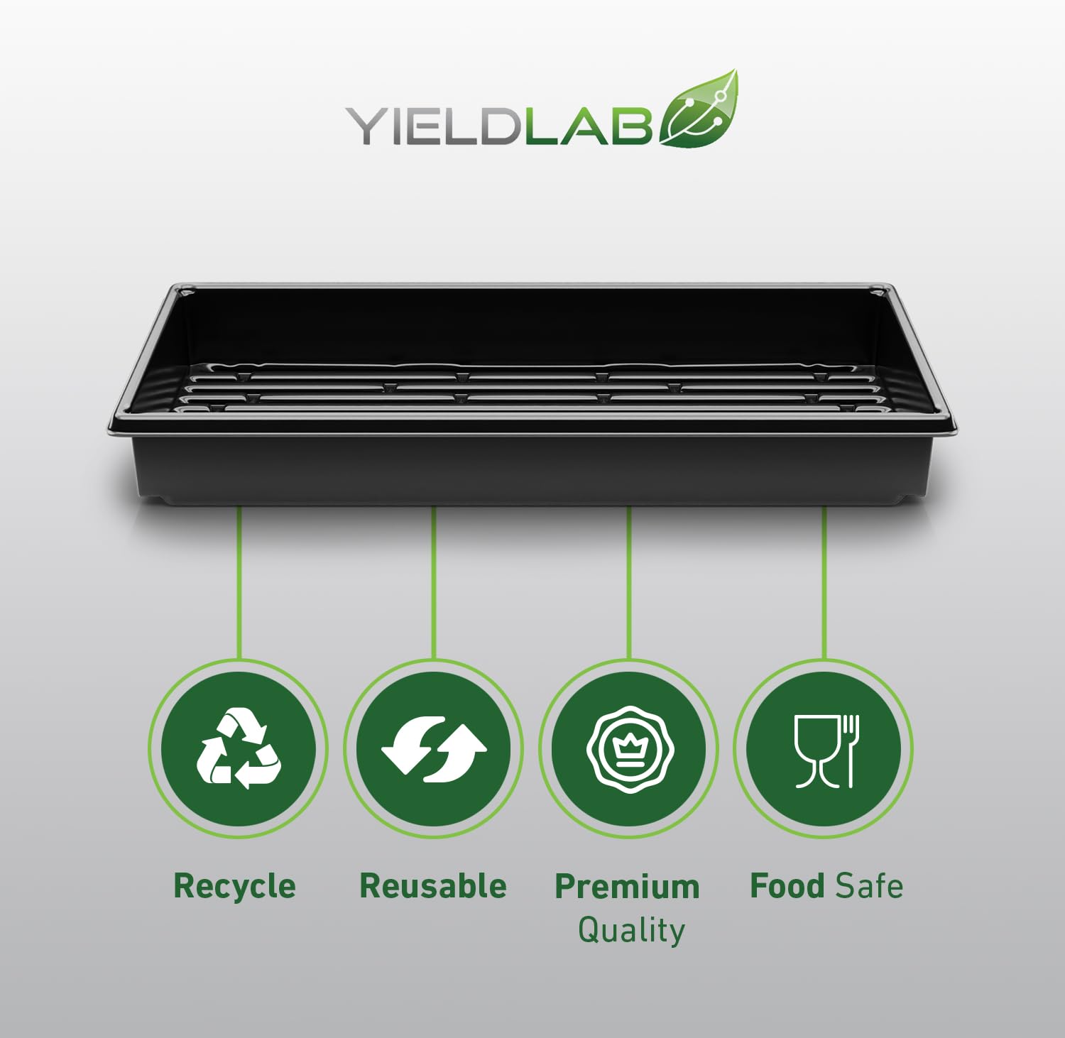50 Pack 10x20 Inch Black Plastic Plant Propagation Trays - Seed Starting, Microgreens, Hydroponics & Gardening Supplies - No Drain Holes for Indoor/Outdoor Plant Growing & Greenhouse Use