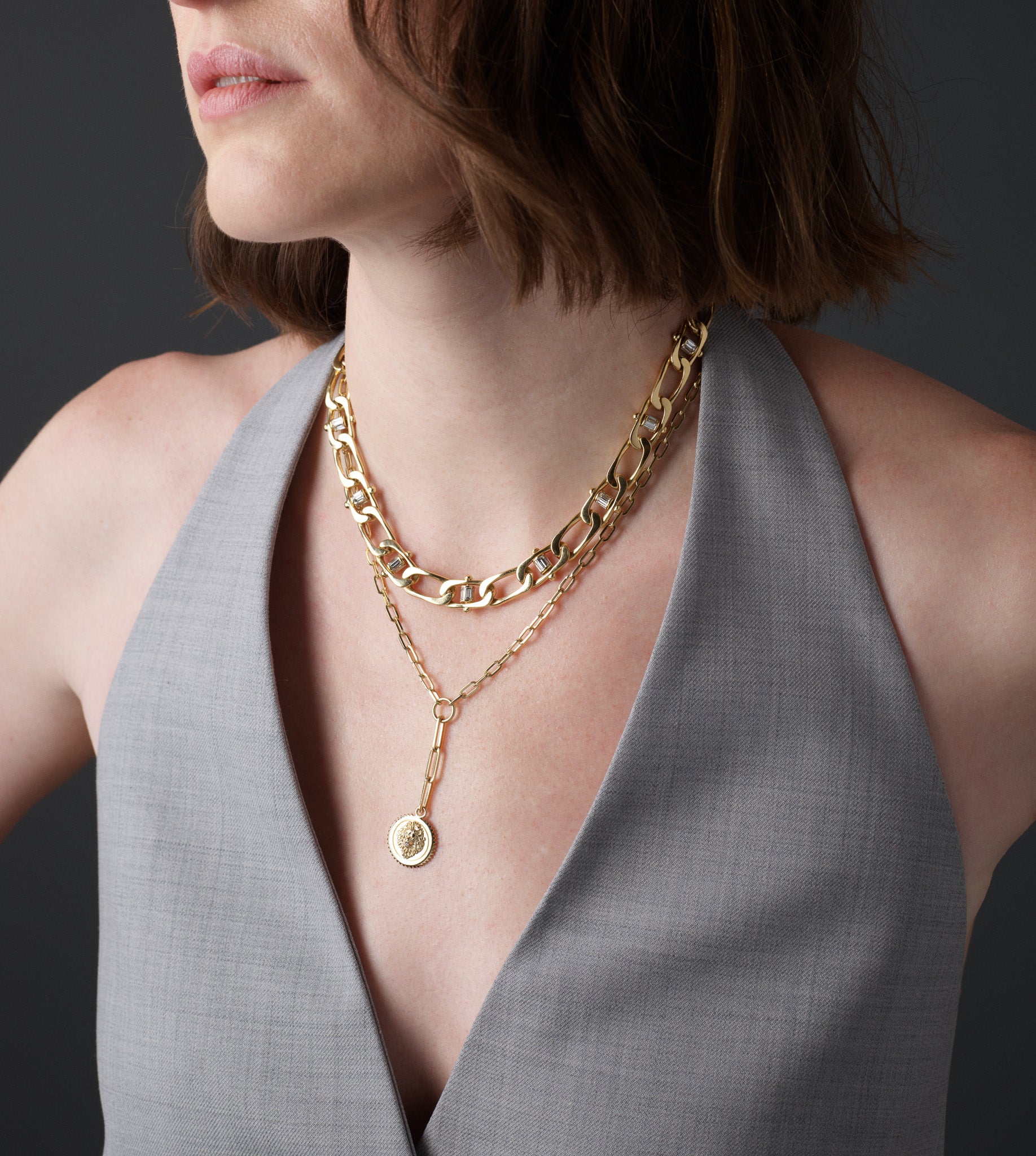 Lovestruck Pierced Diamond Curb Chain Necklace - Elegant 14K Gold Jewelry for Women, Perfect Gift for Anniversary, Valentine's Day & Special Occasions