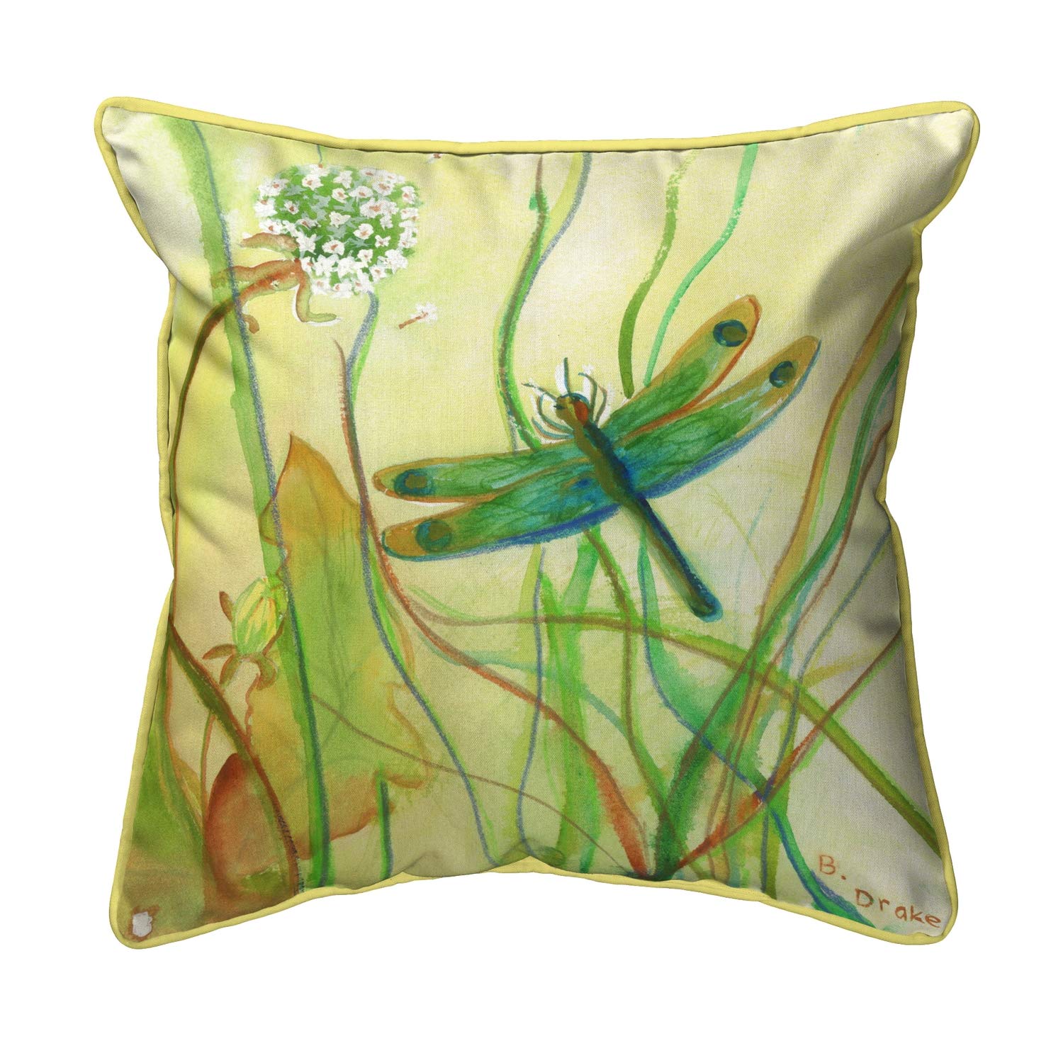Betsy Drake Betsy's Dragonfly Extra Large 22 X 22 Indoor Outdoor Decorative Pillow - Perfect for Patio, Porch, Living Room & Bedroom Decor