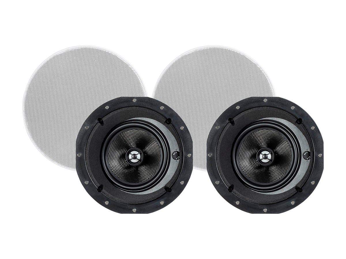 Monoprice Alpha Series 6.5 Inch 2-Way Carbon Fiber In-Ceiling Speakers with 15° Angled Drivers (Pair) - Premium Home Theater & Surround Sound System for Living Room, Bedroom, and Office Audio Setup