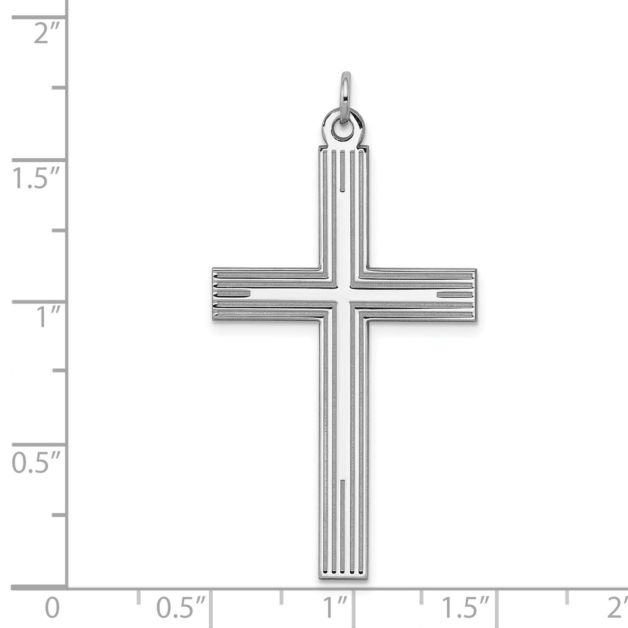 925 Sterling Silver Laser Engraved Cross Pendant Necklace - 39mm x 23mm Religious Jewelry for Women & Men - Perfect for Baptism, Confirmation & Everyday Faith Wear
