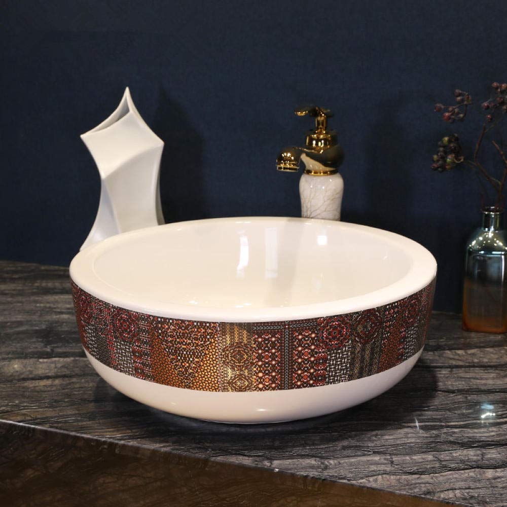 Premium SHAWLA Ceramic Vessel Sink - Round Countertop Bathroom Basin for Modern Vanities | Perfect for Powder Rooms, Guest Baths & Spa-Style Retreats