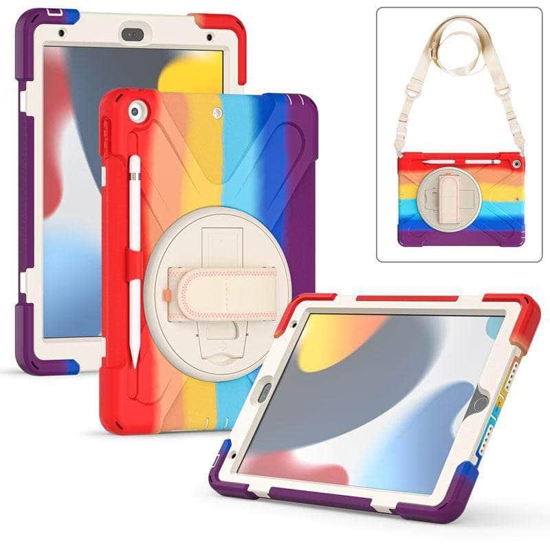 Apple iPad 9th Gen A2603/A2604 Shockproof Case with Neck Strap - Perfect for Construction, Outdoor Work & Travel Protection