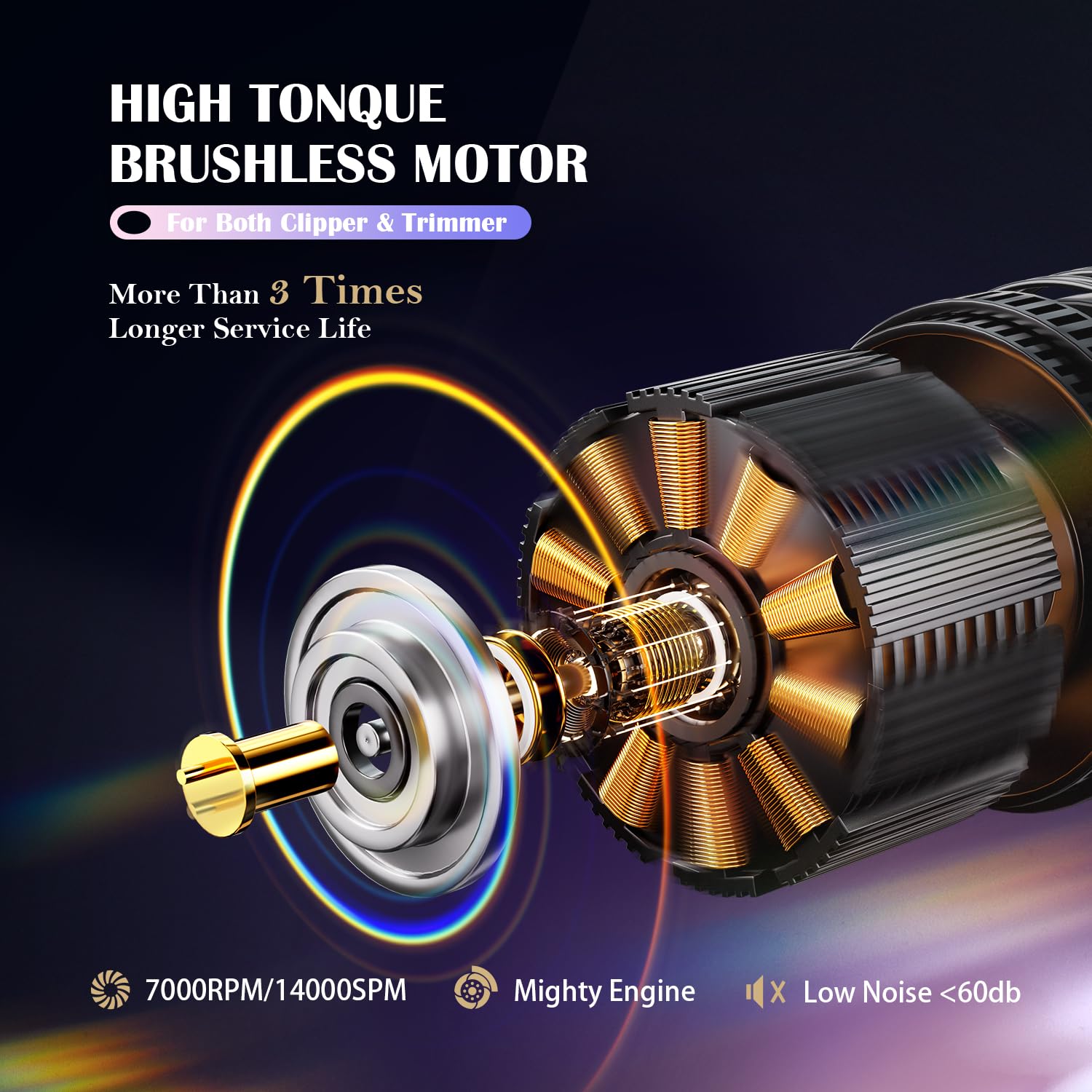 Professional Hair Clippers for Men - High Torque Brushless Motor & Detachable Blade - Cordless Hair Trimmer Set for Barbers with Charging Base - Premium Hair Clipper Kit - Gold - Perfect for Home Haircuts, Salon Styling & Beard Grooming