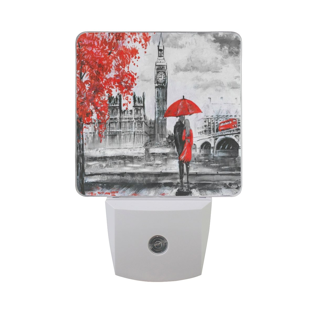 ALAZA 2 Pack Oil Painting Night Light with Big Ben & Maple Leaf Design - LED Plug-in Desk Lamp with Dusk to Dawn Sensor for Home, Bedroom, Office Decor - Romantic Ambiance Lighting for Adults