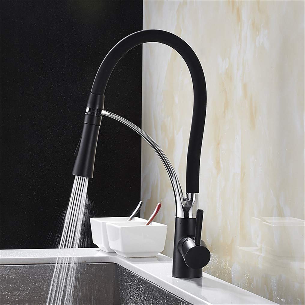 360 Degree Rotating Universal Kitchen Faucet with Single Lever Deck Mount - Matte Black Spray Paint, Aerator - Perfect for Modern Kitchens, Dishwashing & Food Prep
