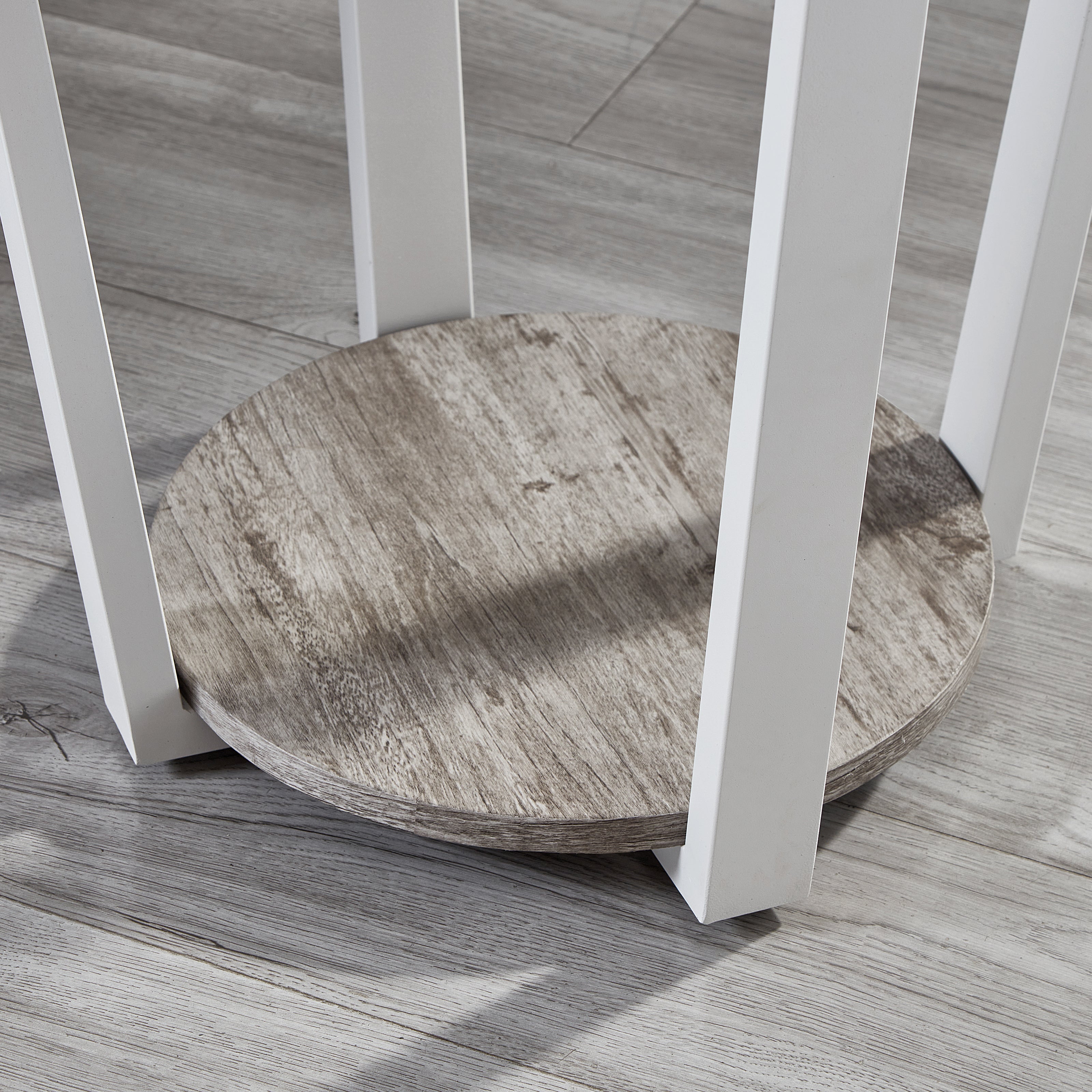 Roundhill Furniture Elysian Modern Round End Table with Lower Shelf - Stylish Living Room Side Table for Sofa, Bedroom & Small Spaces