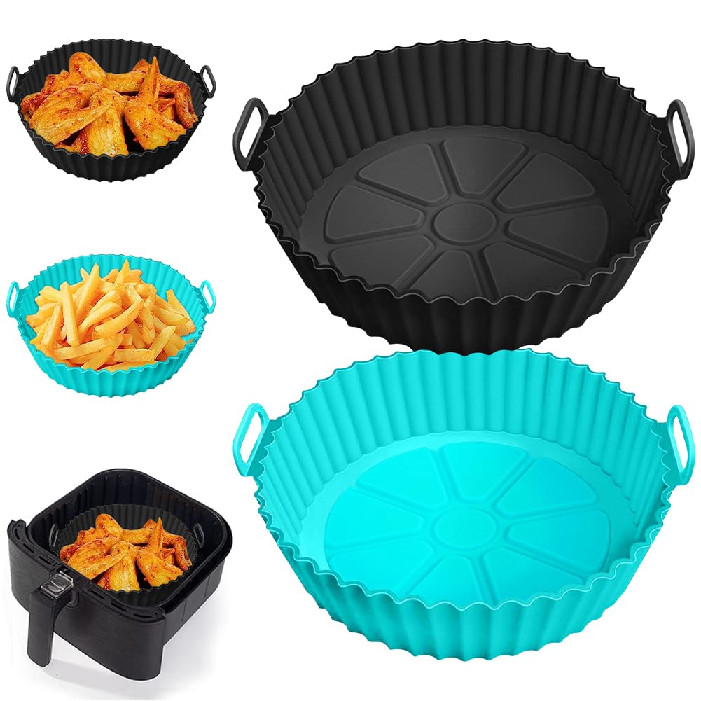 Non-Stick Silicone Air Fryer Liners for Ninja AF101, AF141, AF150, AF161 XL & Most 3-5QT Air Fryers | Reusable Microwave & Oven Safe Accessories | Perfect for Ninja Foodi, Healthy Cooking & Easy Cleanup