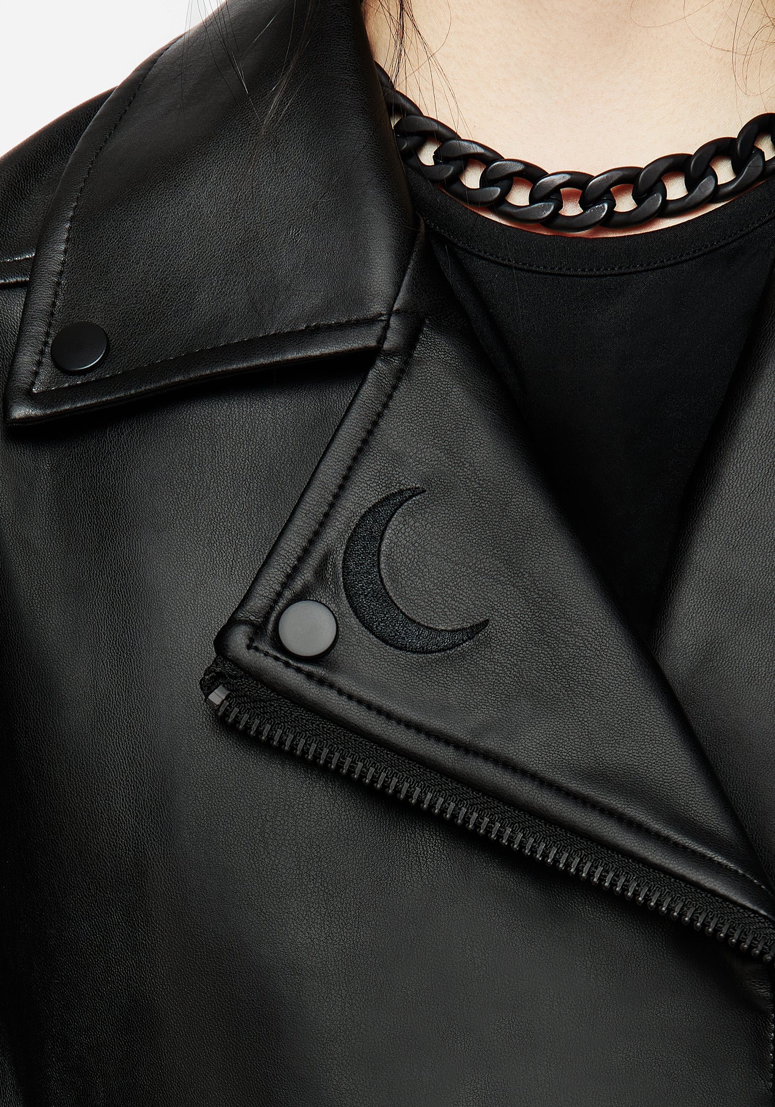 Mori Embroidered Faux Leather Jacket for Women - Stylish Vegan Leather Biker Jacket with Floral Embroidery - Perfect for Casual Outings, Date Nights & Fall Fashion