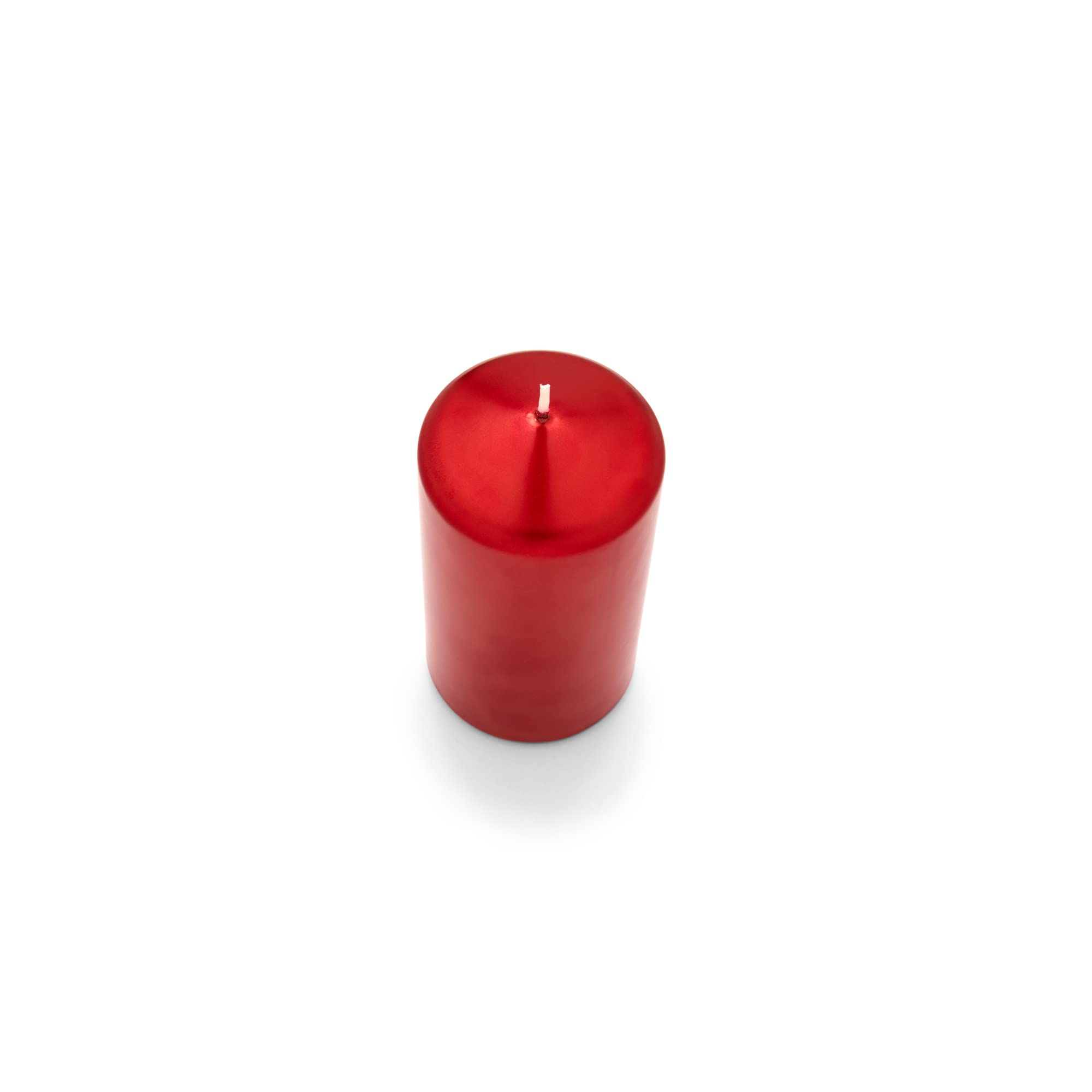 Bask Metallic Red Cone Top Pillar Candles - Set of 3 Dripless Unscented 3x6 Inch Holiday Candles for Home Decor, Wedding Centerpieces, Christmas Table Settings & Relaxation