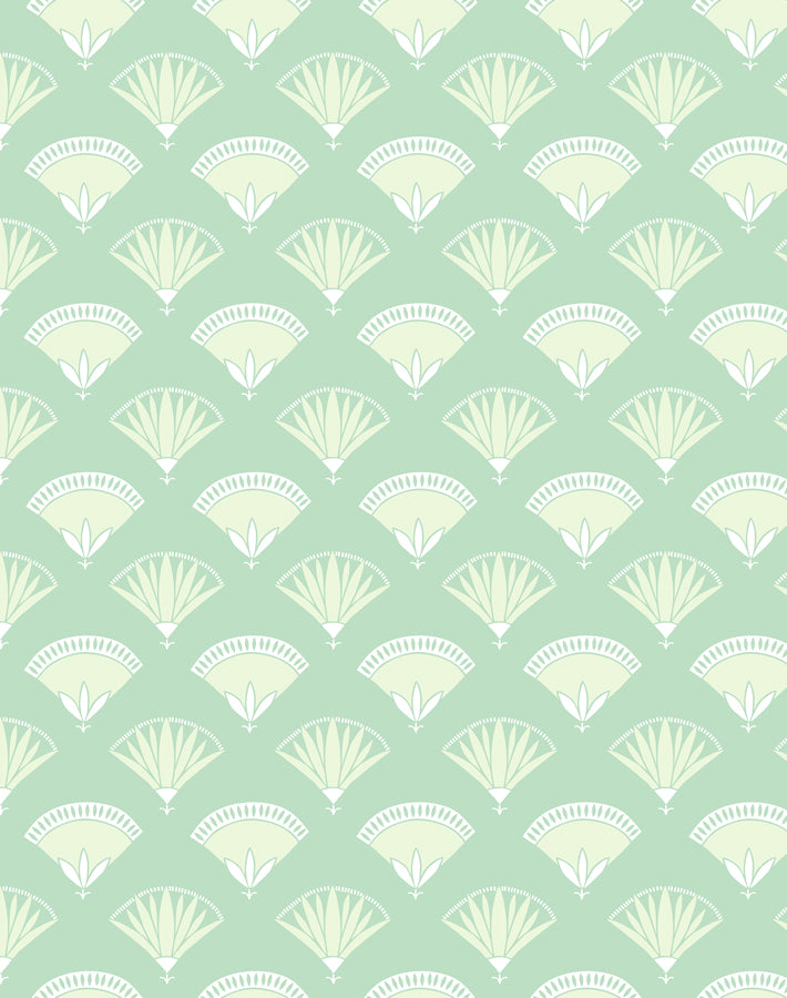 Lotus Papyrus Wallpaper by Tea Collection - Aventurine Green Botanical Peel and Stick Wallpaper for Bedroom, Living Room, Nursery Decor