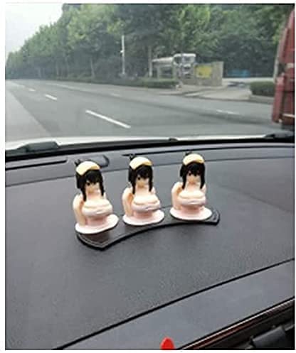 2023 Cute Anime Kanako Q-Version Car Ornament - Shaking Chest Decoration for Dashboard, Home Desk, and Office - 3pc Set of Beautiful Girl Toy Gifts for Anime Fans and Car Enthusiasts
