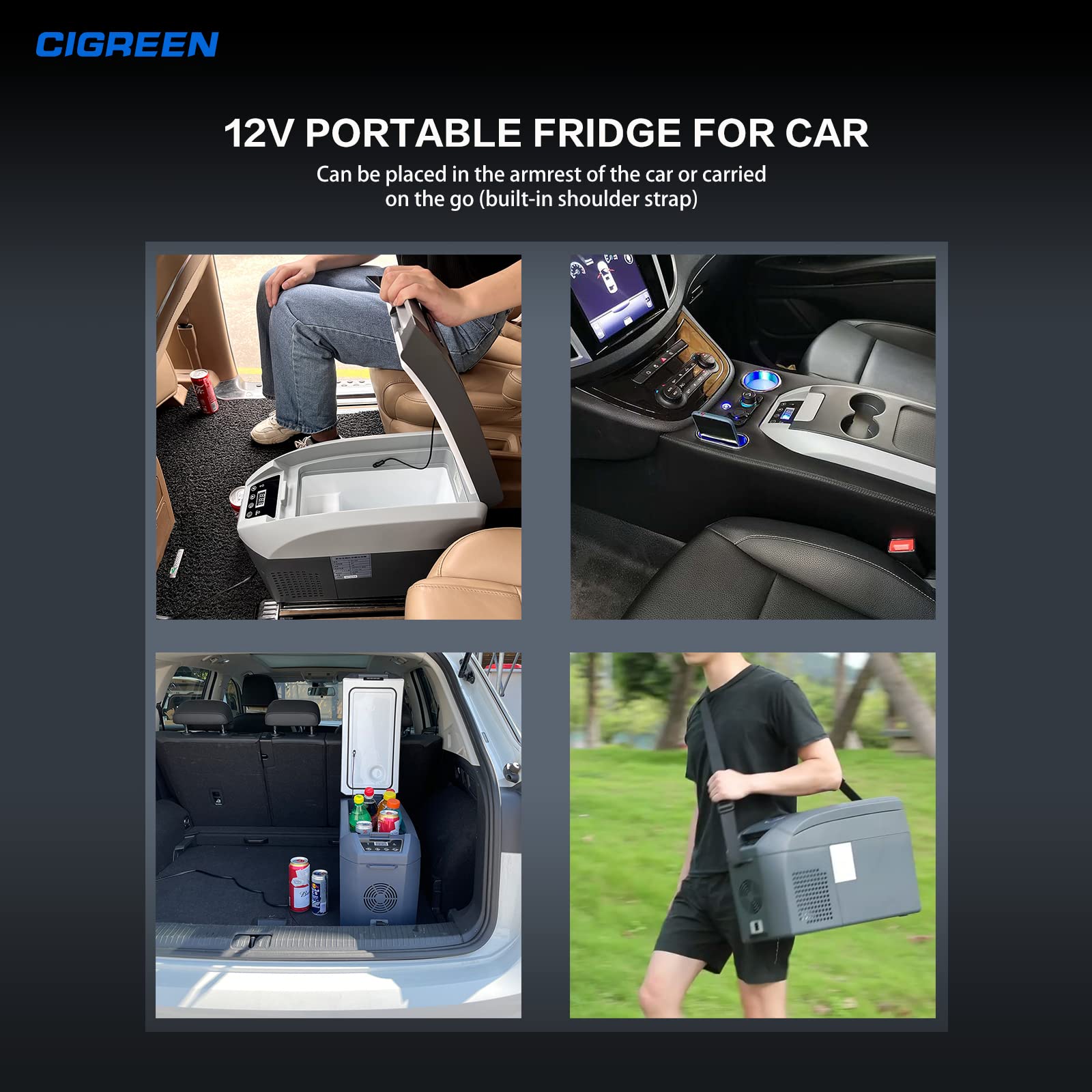 12V Portable Car Refrigerator Freezer - 15QT (15L) Compressor Cooler for Road Trips, Camping & Home Use (-0.4℉ to 50℉) | Compact Mini Fridge for Food, Drinks & Medicine Storage