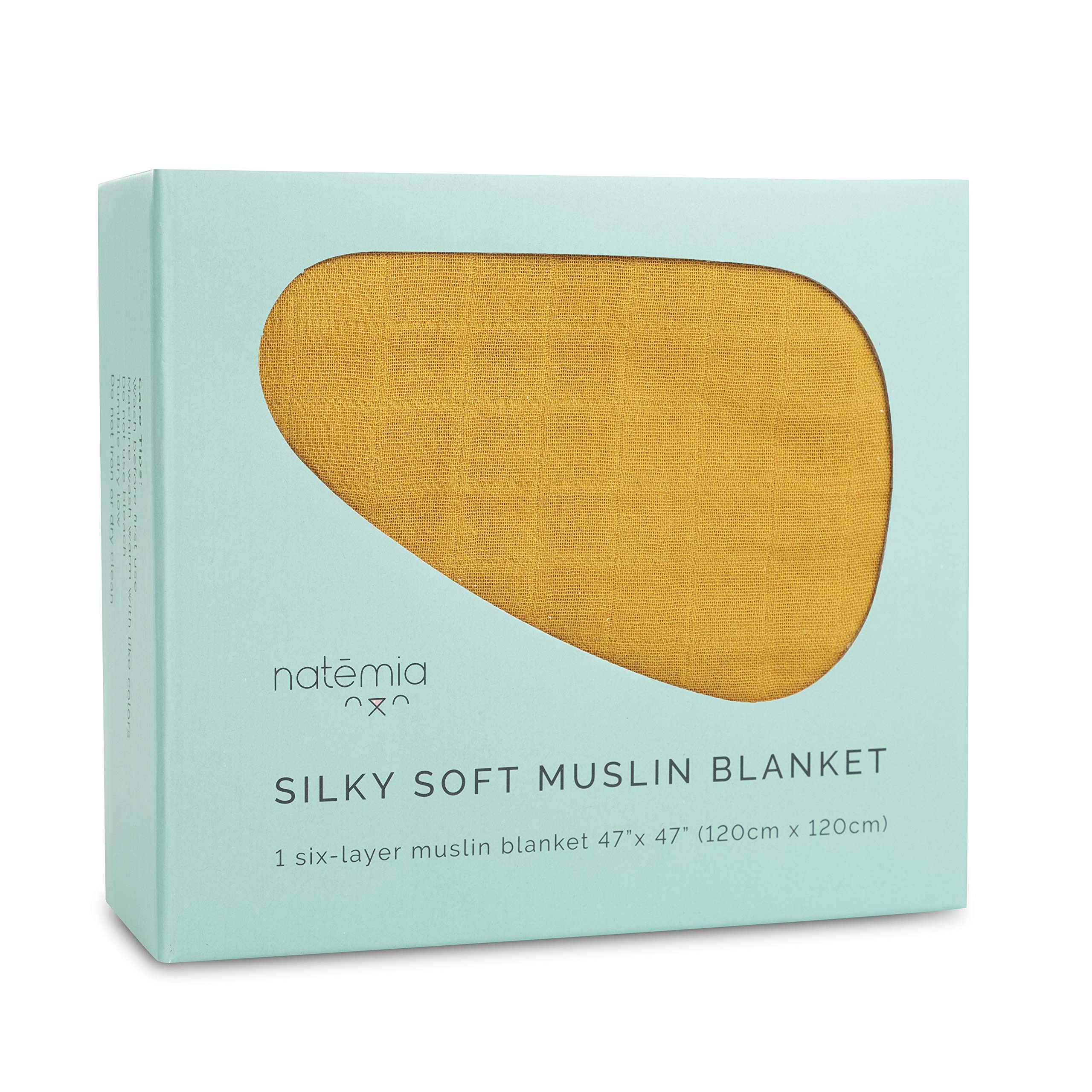 Natemia Organic Muslin Baby Blanket - Soft, Breathable & Unisex Swaddle Blanket for Newborns, Girls & Boys | 47
