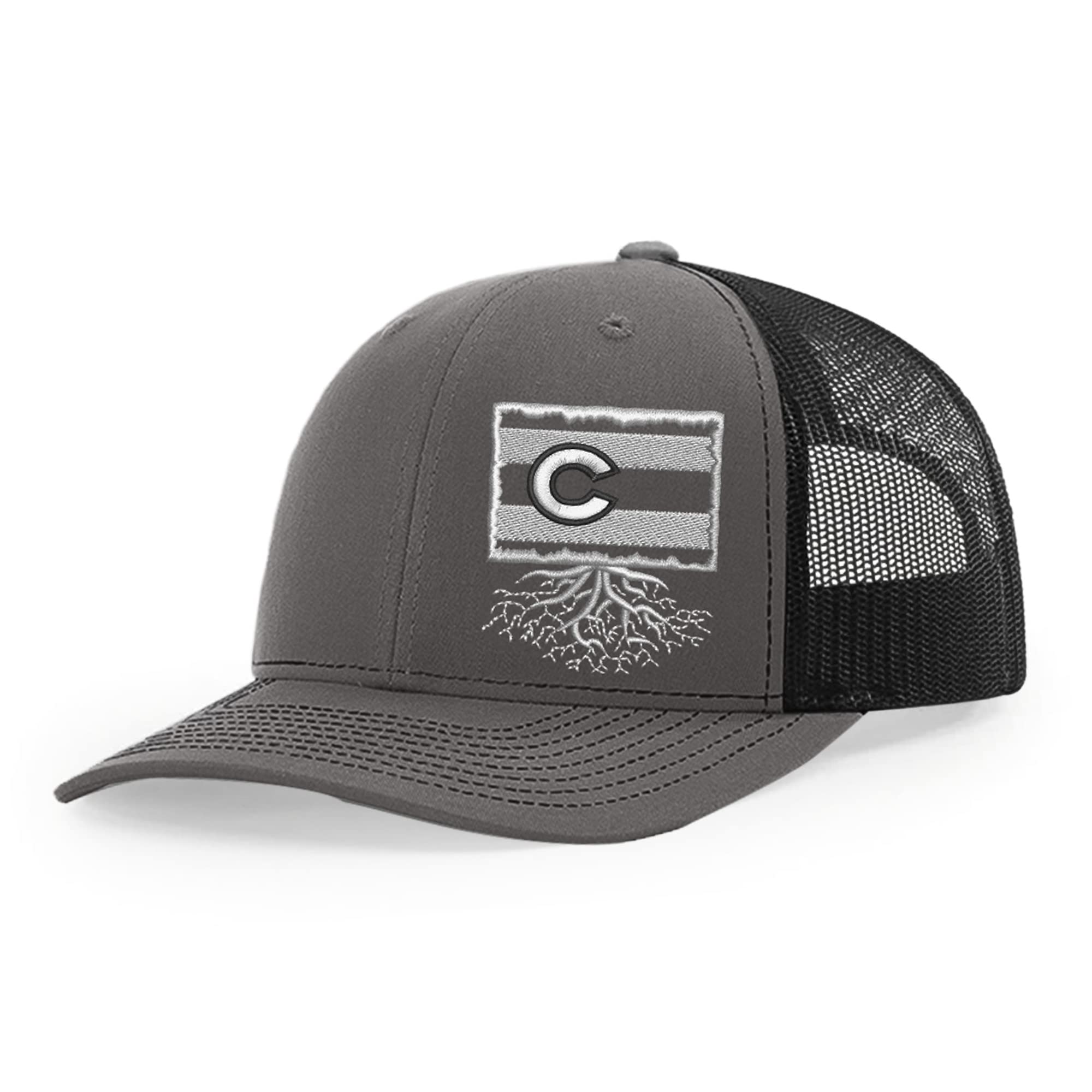 Colorado Roots Snapback Hat - Stylish Unisex Baseball Cap with Mesh Back, Polyester Cotton Trucker Hat, Six-Panel Design, Universal Fit (Charcoal/Black) - Perfect for Outdoor Activities, Sports & Casual Wear