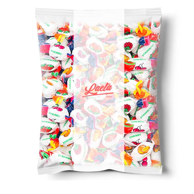 Assorted Fruit Hard Candy - 1 Pound Bag (80 Count) | Individually Wrapped Bulk Candies for Parties, Halloween Treats & Office Snacks