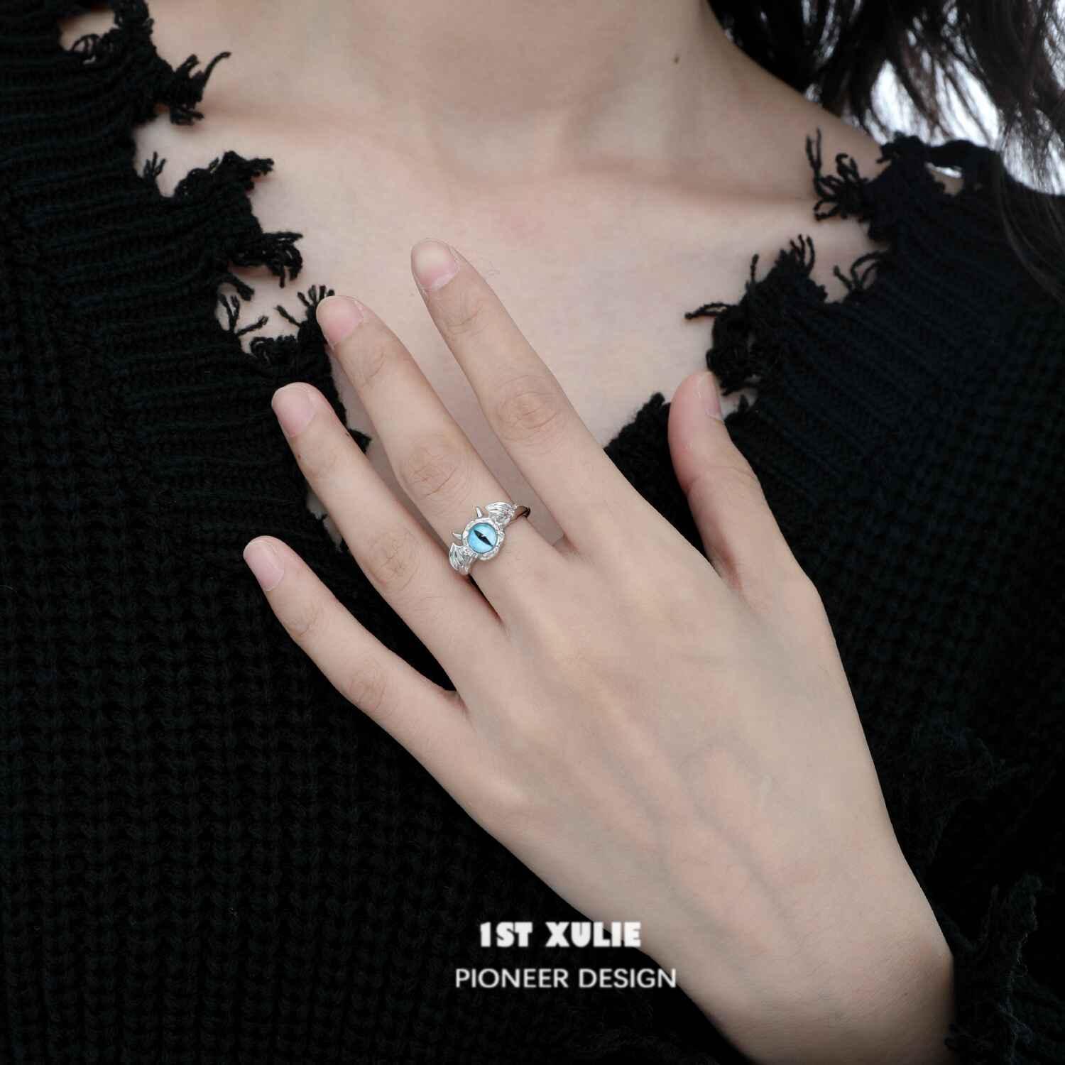 Little Demon Sterling Silver Adjustable Opening Ring - Gothic Jewelry for Women & Men - Perfect for Halloween, Cosplay & Alternative Fashion