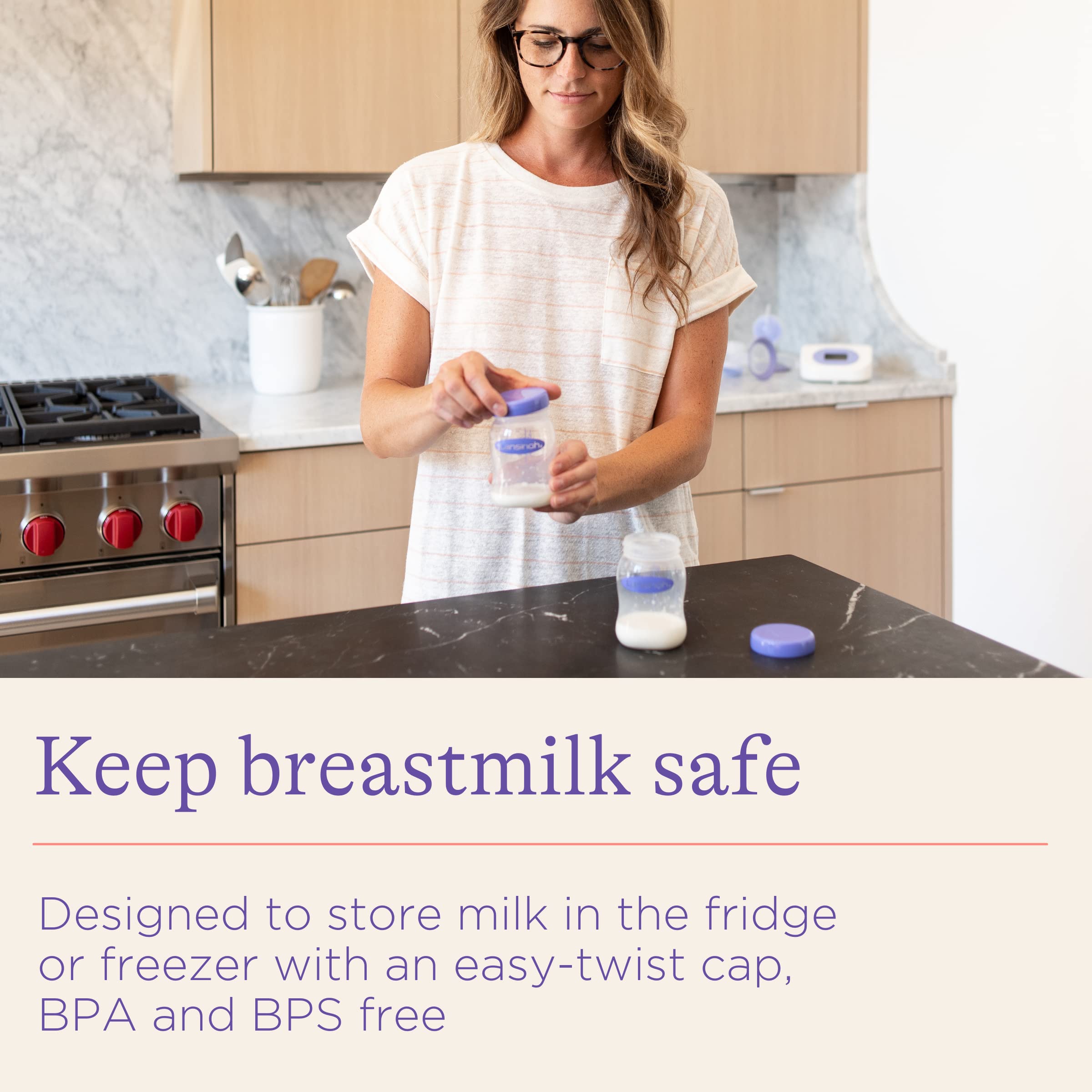 **Lansinoh Breastmilk Storage Bottles for Breast Pump – 4 Pack | BPA-Free, Leak-Proof | Perfect for Travel, Work & Home Use**