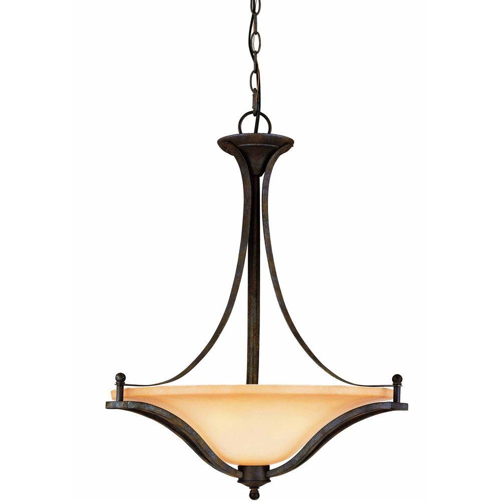 3-Light Rustic Iron Pendant Light Fixture with Ivory Glass Shade - Farmhouse Ceiling Lighting for Kitchen Island, Dining Room & Entryway