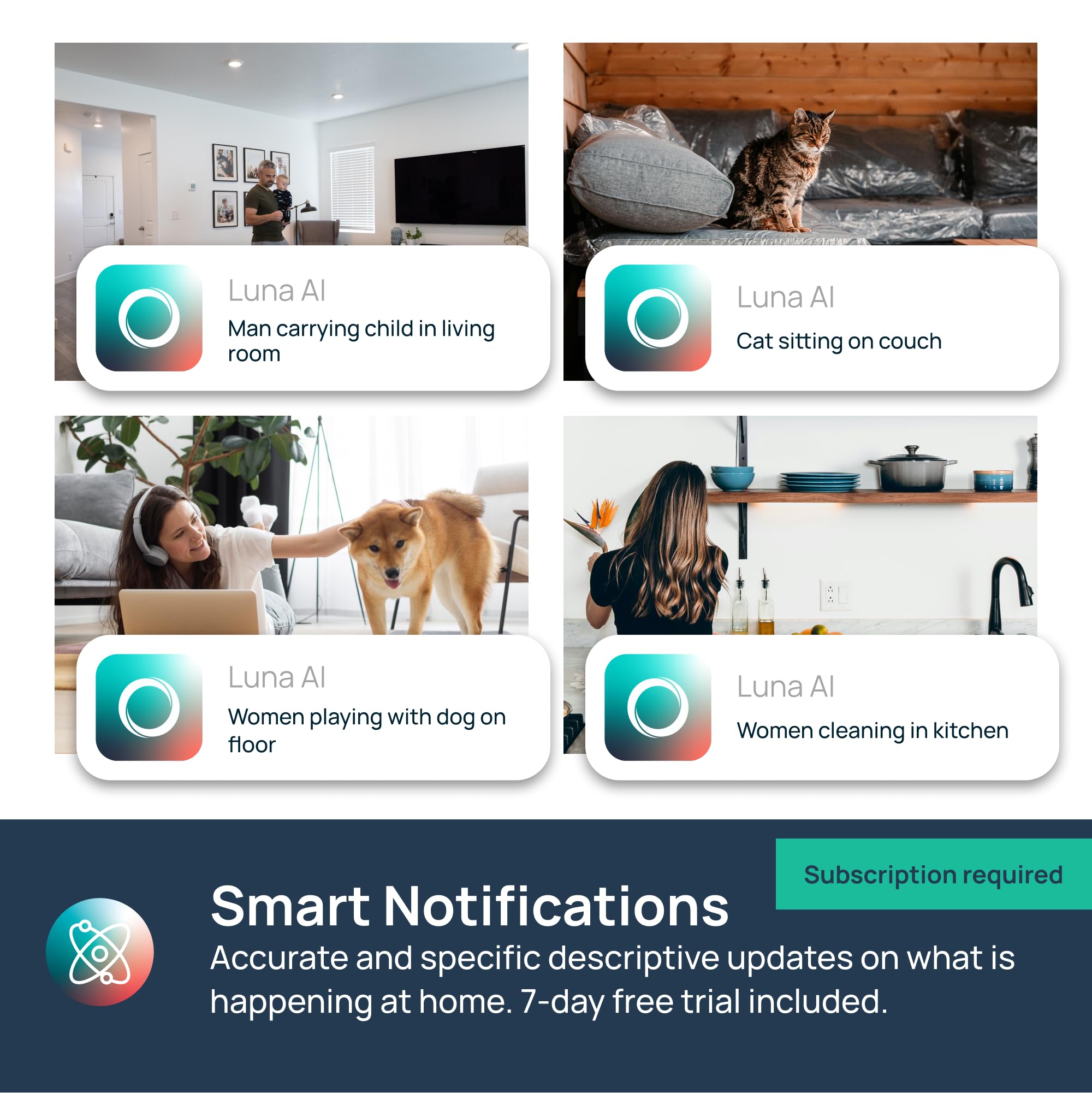 360° Pan/Tilt Indoor Security Camera with AI Motion Detection for Pets/People/Vehicles - Plug-in WiFi Camera with Night Vision, 2-Way Audio & Cloud Storage - Ideal for Home, Baby Monitor & Pet Watching (White)