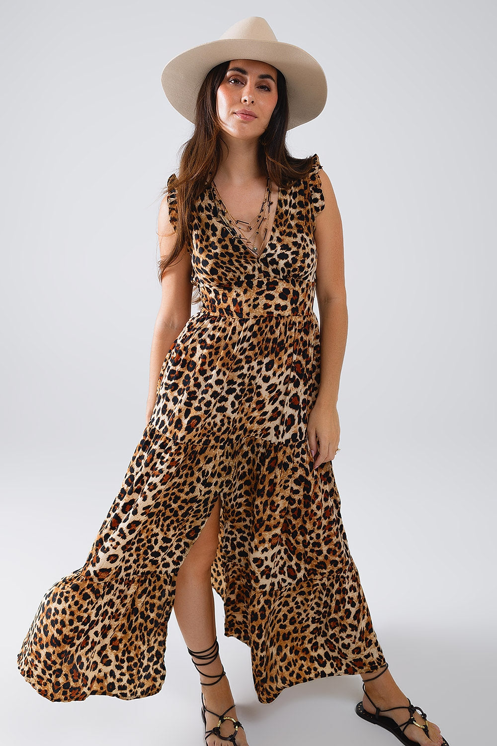 Leopard Print Belted Long Robe for Women - Elegant & Comfortable Loungewear for Home, Spa, and Relaxation