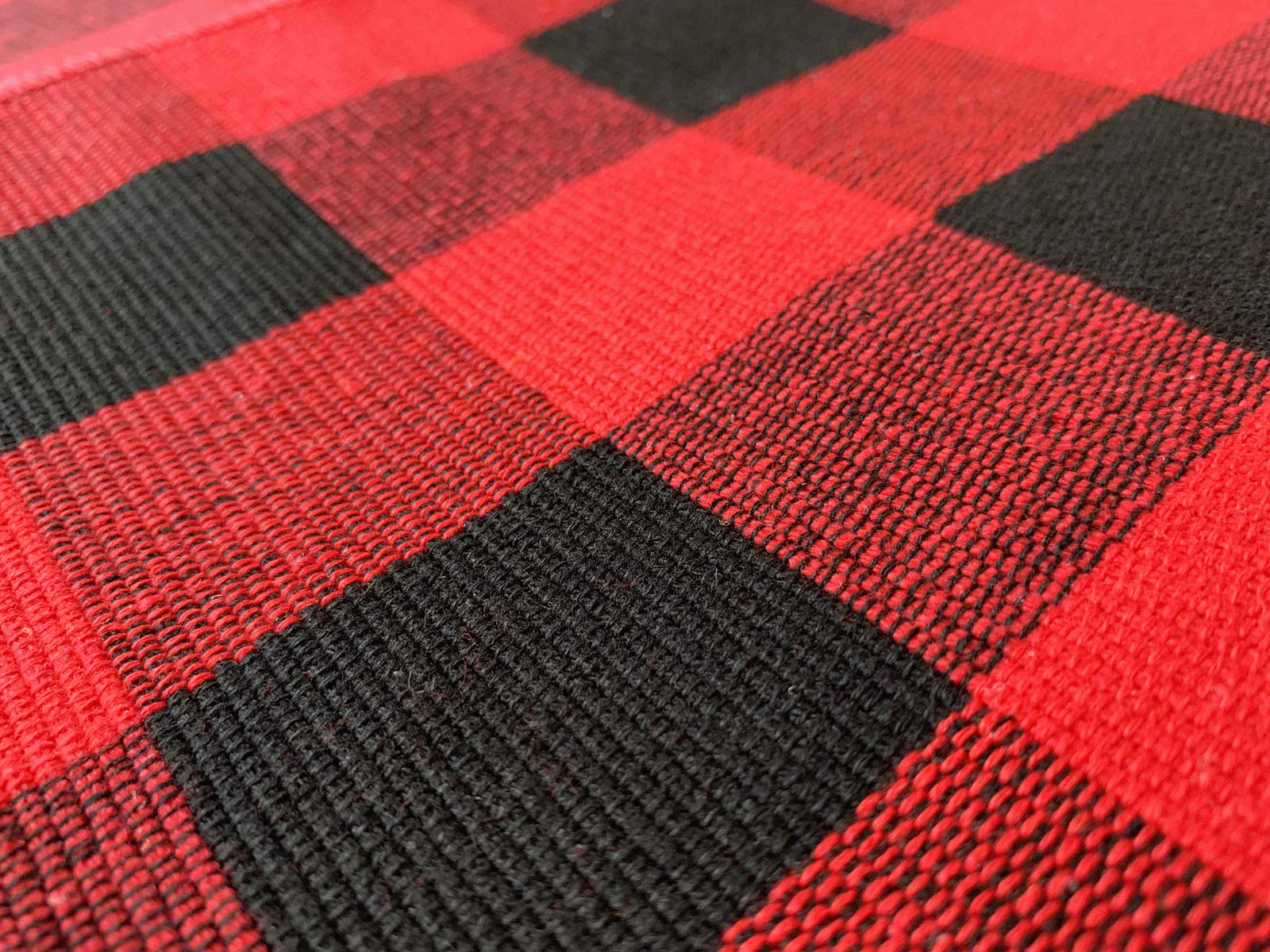 UKELER 6-Pack Buffalo Check Plaid Placemats - 100% Cotton Woven Washable Heat-Resistant Table Mats for Kitchen Dining (Red & Black) | Perfect for Holiday Dinners, Parties & Everyday Use