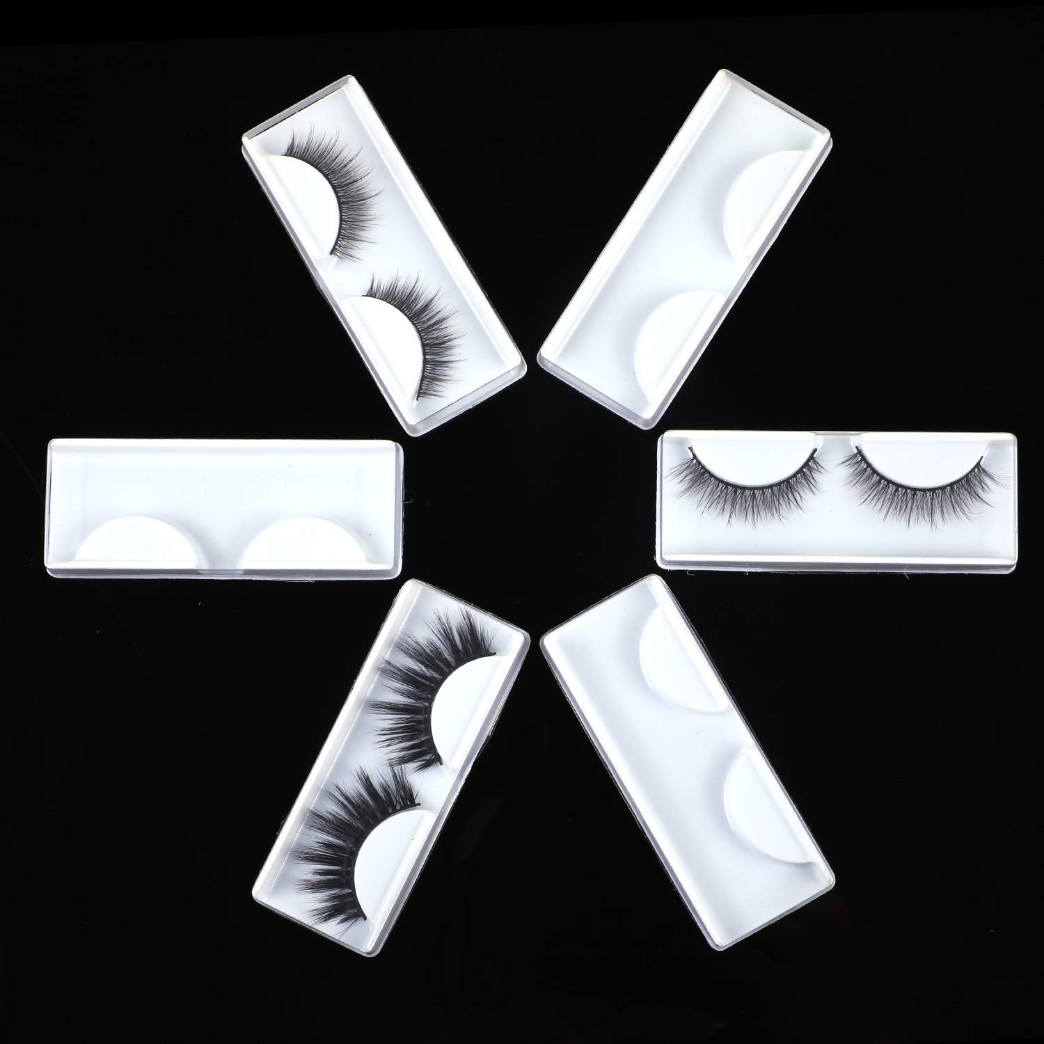 50 Pack Empty Plastic Eyelash Storage Box with Tray Lid - Mink Lash Organizer, Eyelash Packaging Case & Makeup Container for Women - Perfect for Salon, Travel & Home Cosmetic Organization (White)