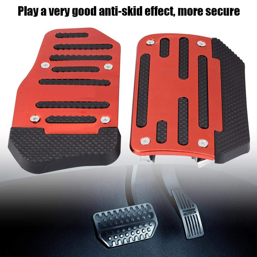 Racing Pedal Covers for Automatic Cars - Non-Slip Brake & Accelerator Pad Cover, Alloy Design in Red - Enhance Driving Safety & Style for AT Vehicles