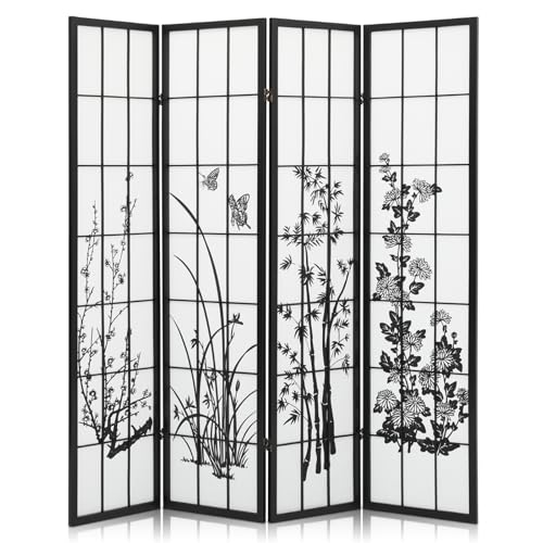 4 Panel Floral Print - Black