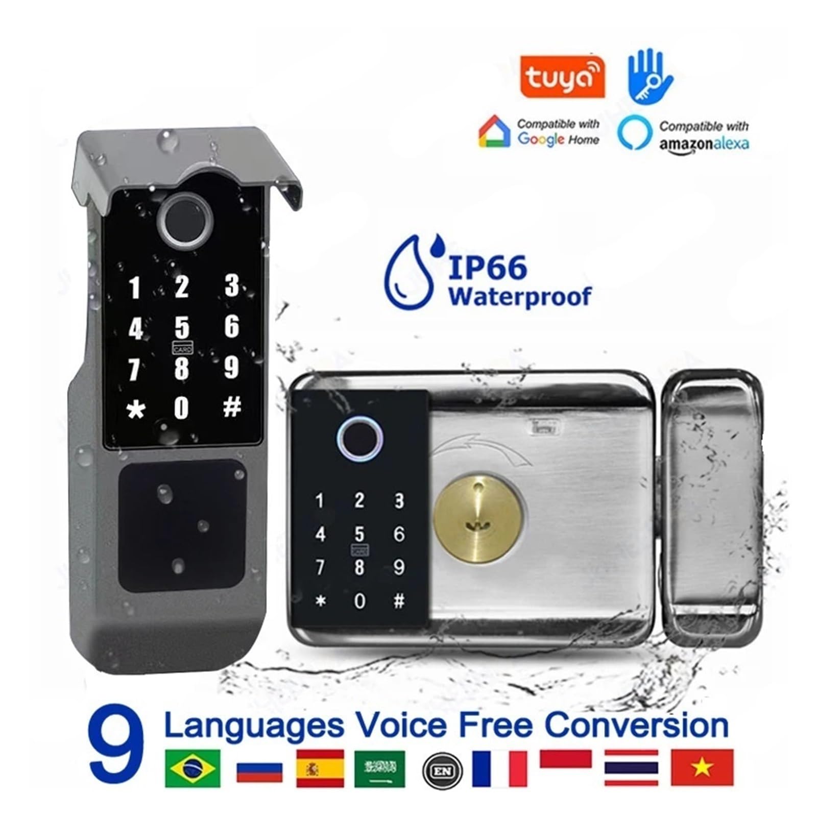 Tuya Smart Lock - Waterproof WiFi Fingerprint & Digital Password Lock for Outdoor Gates - Remote App Control & Double-Sided Access - Ideal for Home Security & Smart Entry Systems