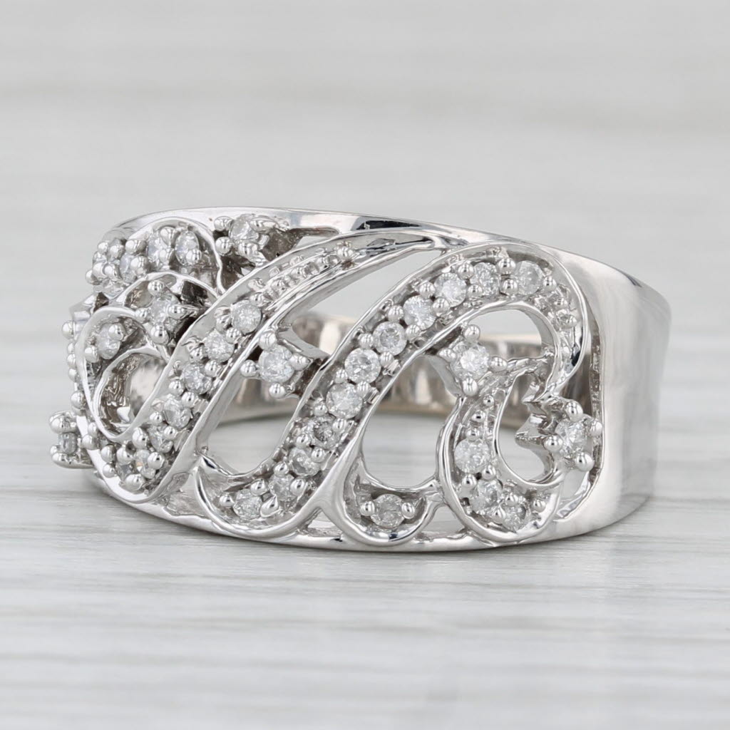 0.32ctw Diamond Cocktail Ring in 14k White Gold - Size 7.25 | Elegant Evening Wear & Special Occasion Jewelry Gift for Women