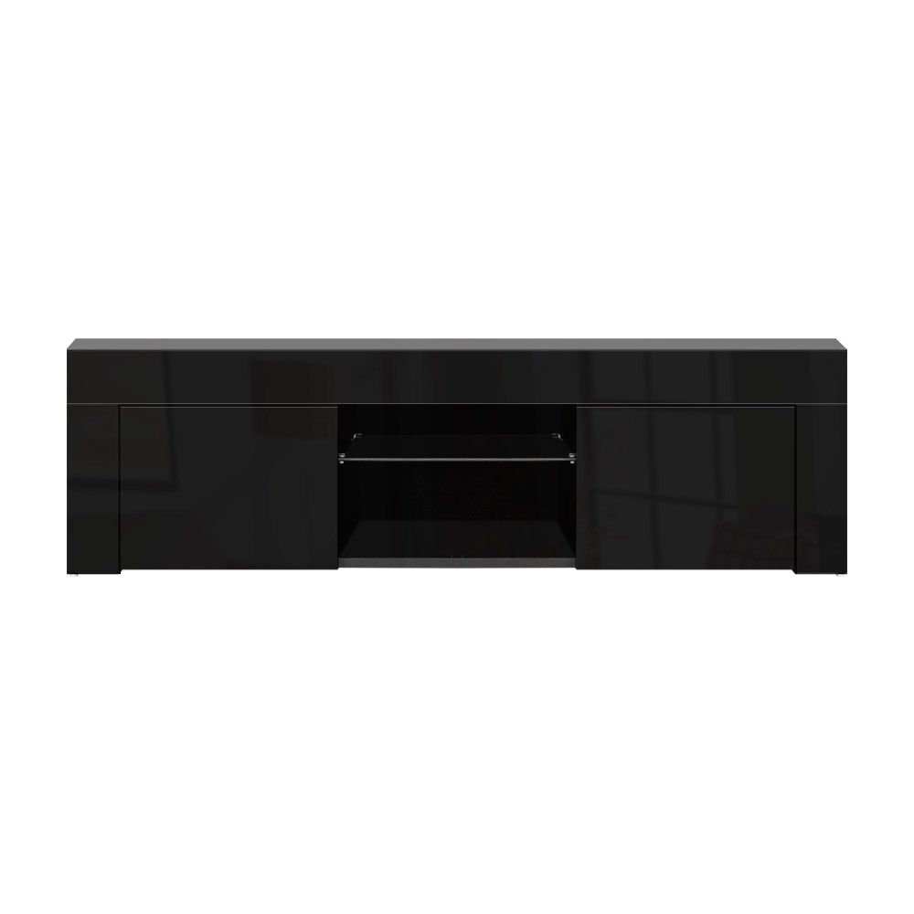 Artiss 130cm Black Angus Entertainment TV Stand with LED Lighting - Perfect for Living Room, Bedroom, and Home Theater Setup